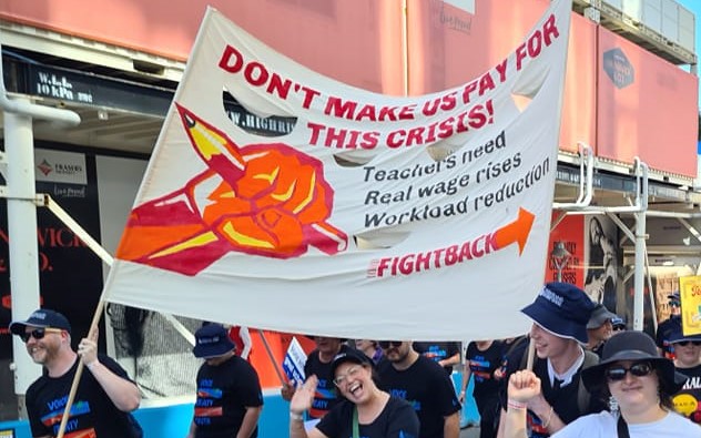 Fightback members marching at May Day in Brisbane this year